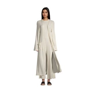 NWT World Market Pointelle Knit Set Jumpsuit Cardigan Large XL Ivory Lagenlook